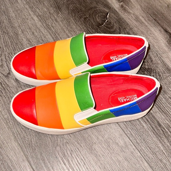 Michael Kors Red and Orange Slip-On Sneakers - Picture 2 of 3